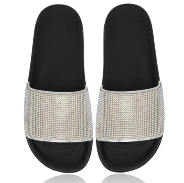 Women's Rhinestone Stand Independently Fashion Craft Flat Slippers
