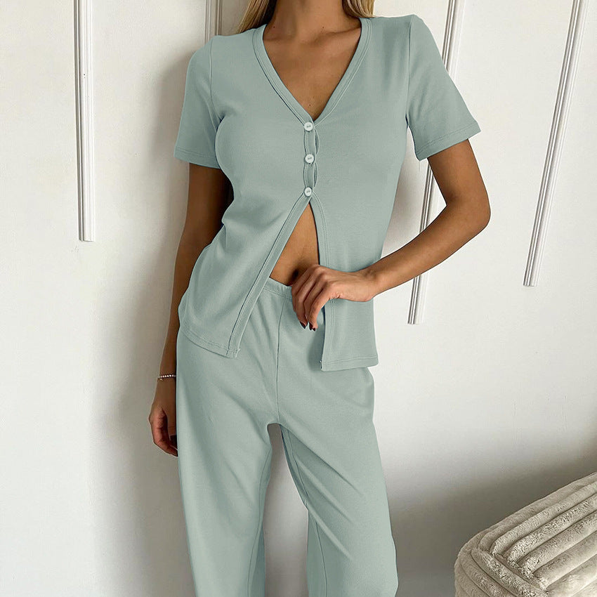 SpringSummer Brushed Knit Loose And Cozy Short-Sleeve Pants