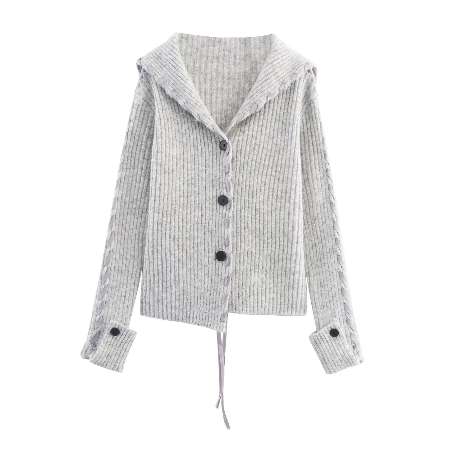Women's Hooded Ribbon Sweater Coat
