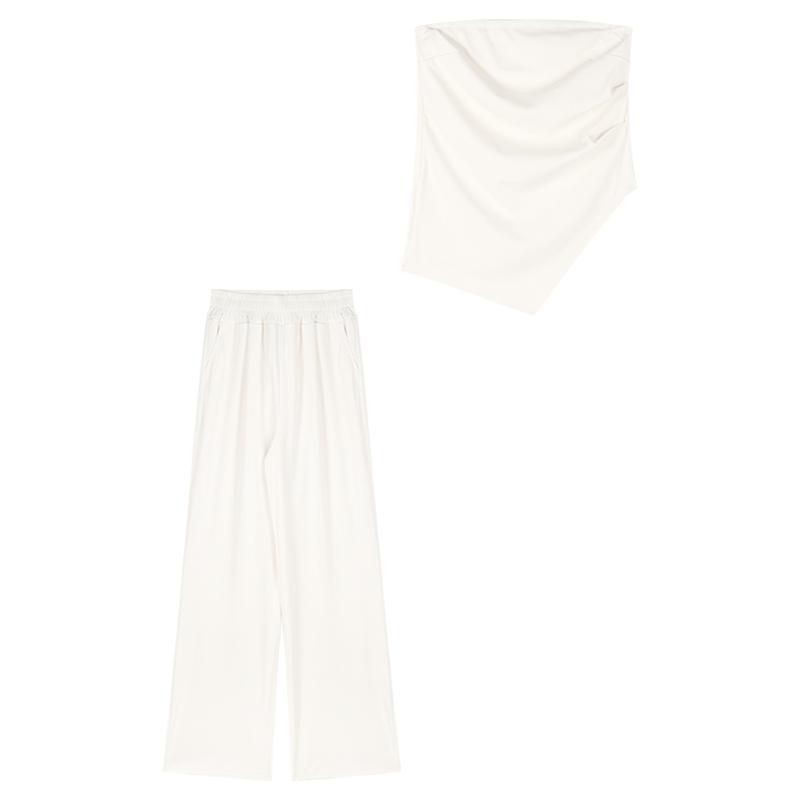 Lady's Sexy Vest High-waisted Casual Wide-leg Pants Two-piece Set