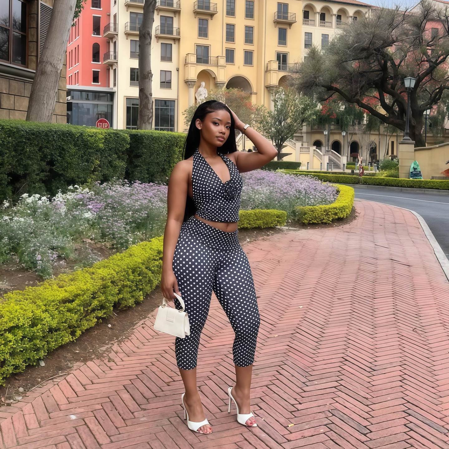 Autumn New Sleeveless V-neck Halter Backless Top Suit