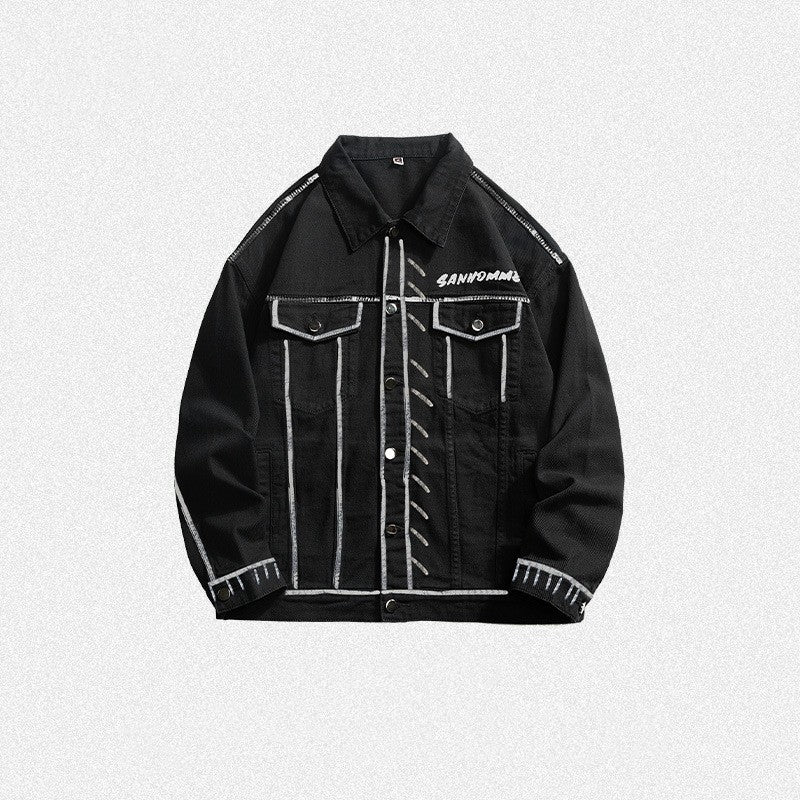 Autumn Men's And Women's Embroidered Denim Coat