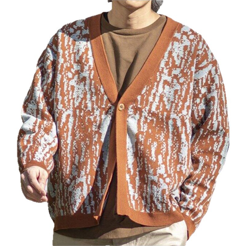 Jacquard Sweater Loose Slimming Long Sleeves Cardigan