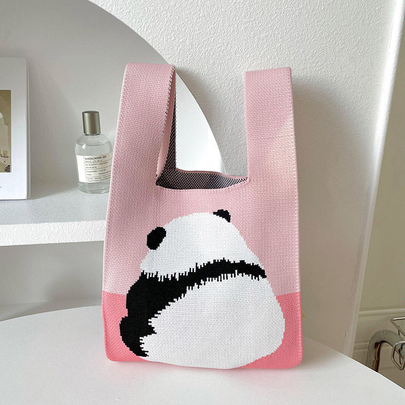 Vesttaske Strikket Sød Panda Skuldertaske