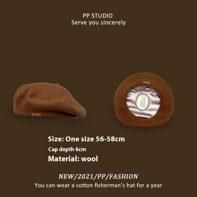 Brun hat kvinde britisk retro forår og efterår ottekantet baret