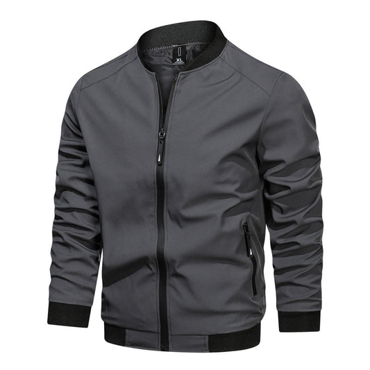 Casual Fashion Slim Men's Solid Color Stand Collar Coat