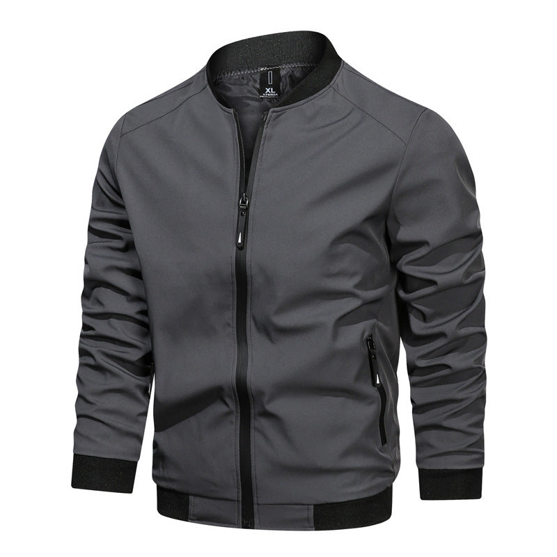 Casual Fashion Slim Men's Solid Color Stand Collar Coat