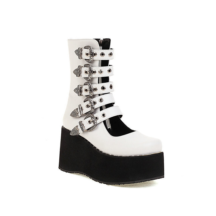 Punk Rivet Thick Bottom Platform Female Ankle Boots