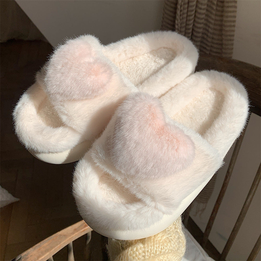 Lovely Three Dimensional Love Cotton Slippers Female