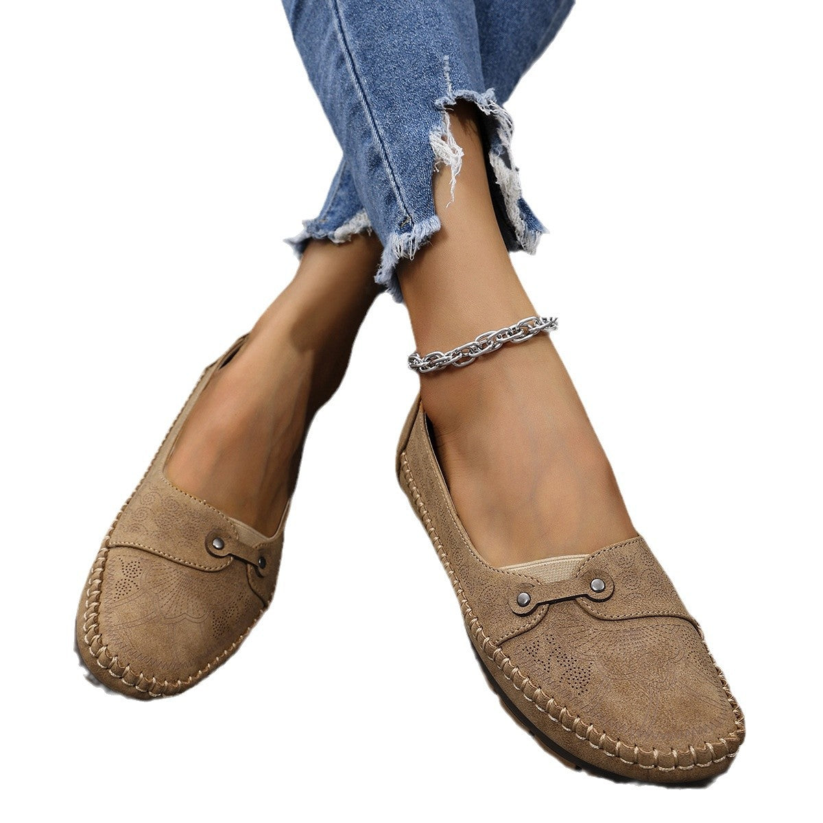 Womens Retro-Style Flat Loafers Shoes