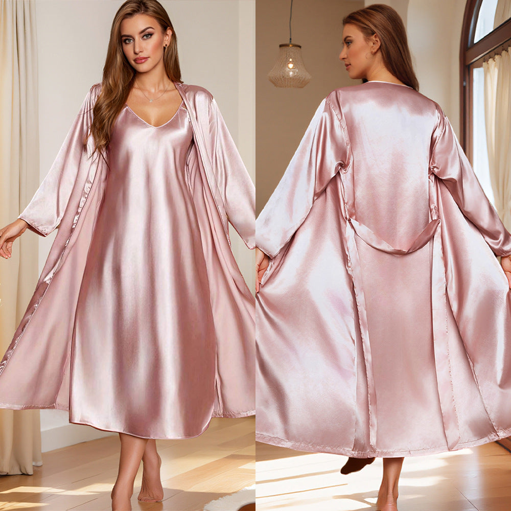 Women's Loose Robe With Suspender Nightgown