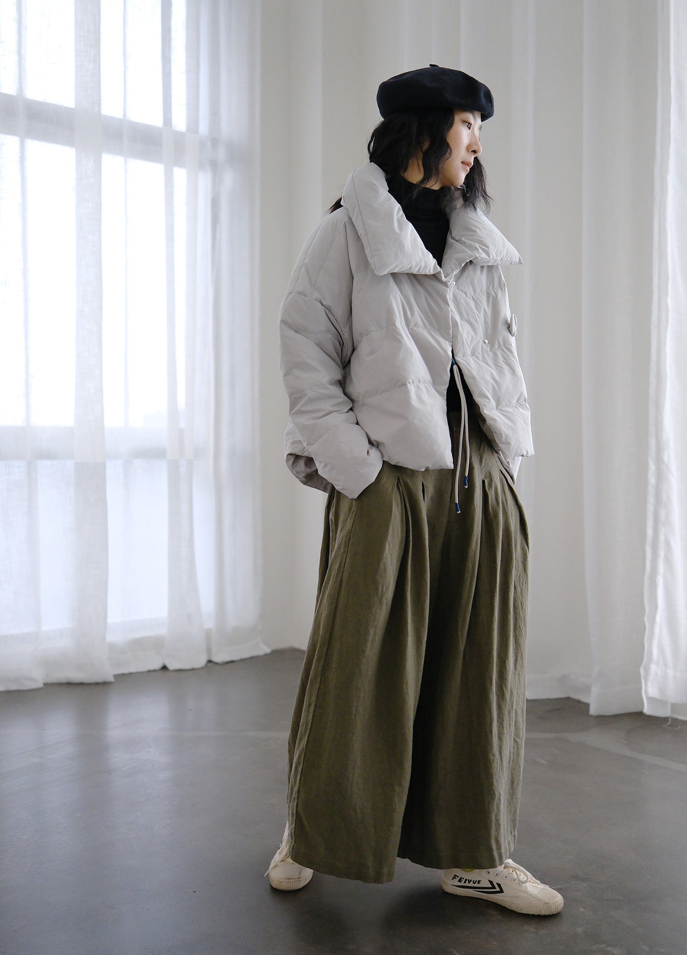 Retro Turtleneck Loose Down Jacket