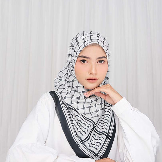 New Chiffon Printed Plaid Square Scarf
