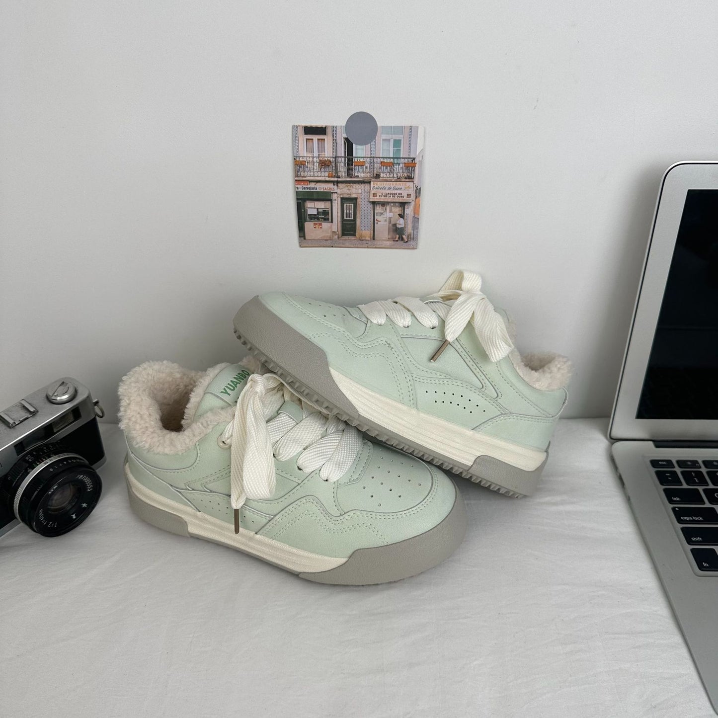 Student Niche Fleece-lined Canvas Women's Low-top Outer Wear Warm Board Shoes