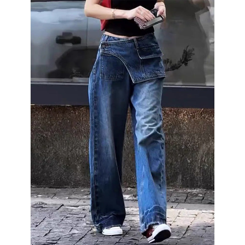 High-waisted Designer-style Faux Two-piece Wide-leg Pants