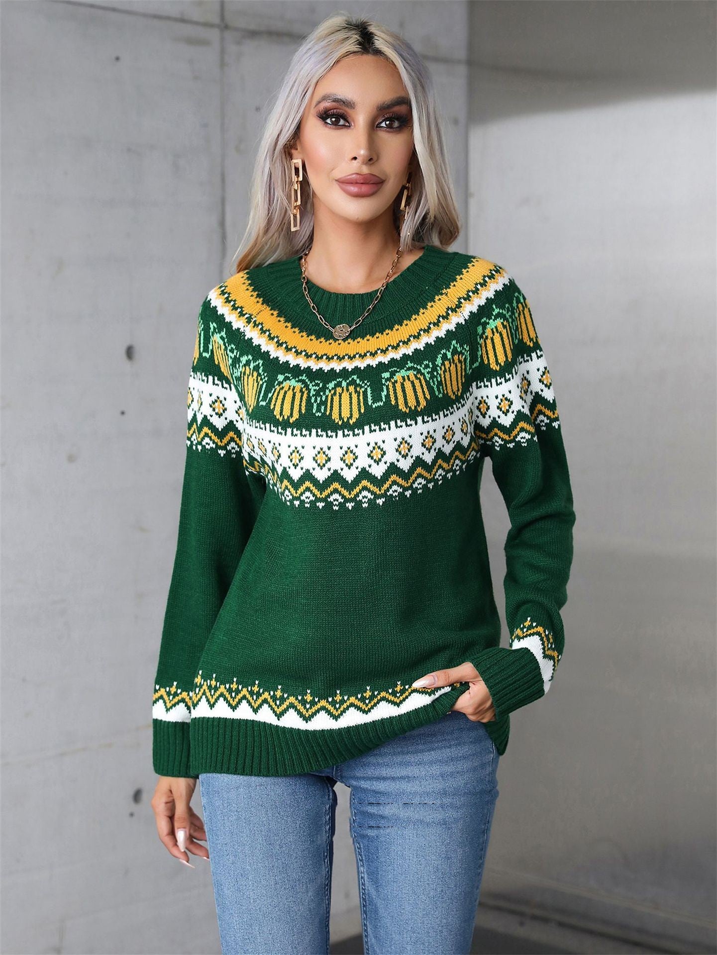 Women's Halloween Sweater Plus Size Round Neck
