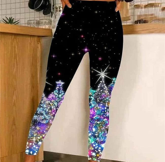 Women's Casual Tight High Waist Stretch 3D Digital Printing Leggings