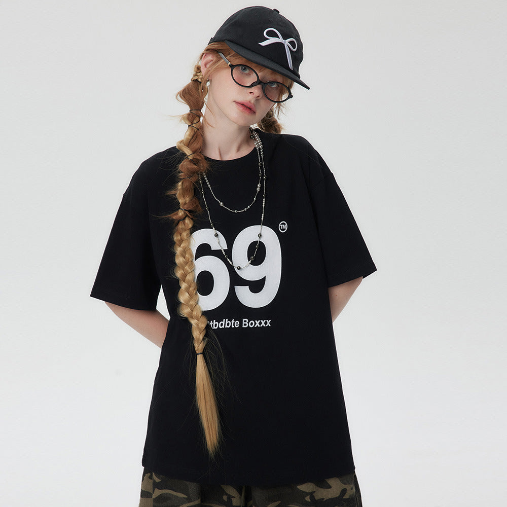 Women's Digital 69 Printed Short-sleeved T-shirt Street Fashion