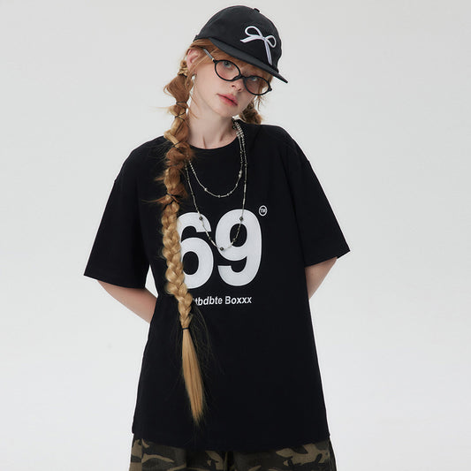 Women's Digital 69 Printed Short-sleeved T-shirt Street Fashion
