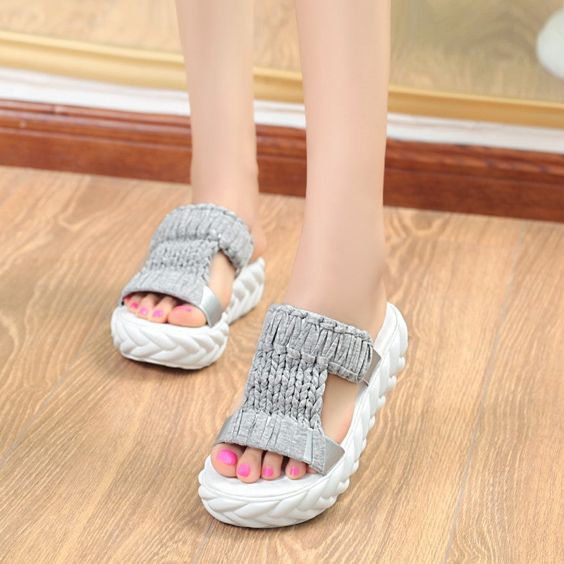Fashionable Korean Version Thick Bottom Sponge Cake Cooler Slippers
