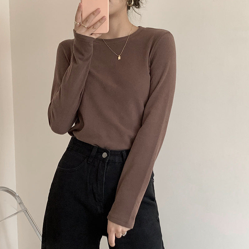 Double-sided Dralon Bottoming Shirt Women's Underwear Crew Neck Long-sleeved T-shirt