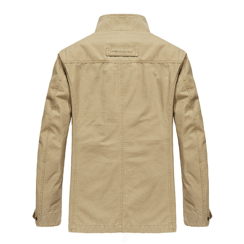 Men's Mid-length Loose Cotton Washed Long-sleeved Jacket