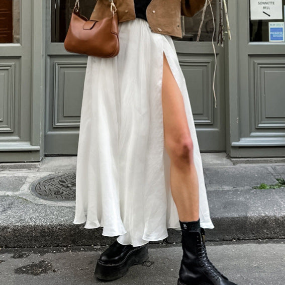 High Waist Slit Skirt Fashion Lady