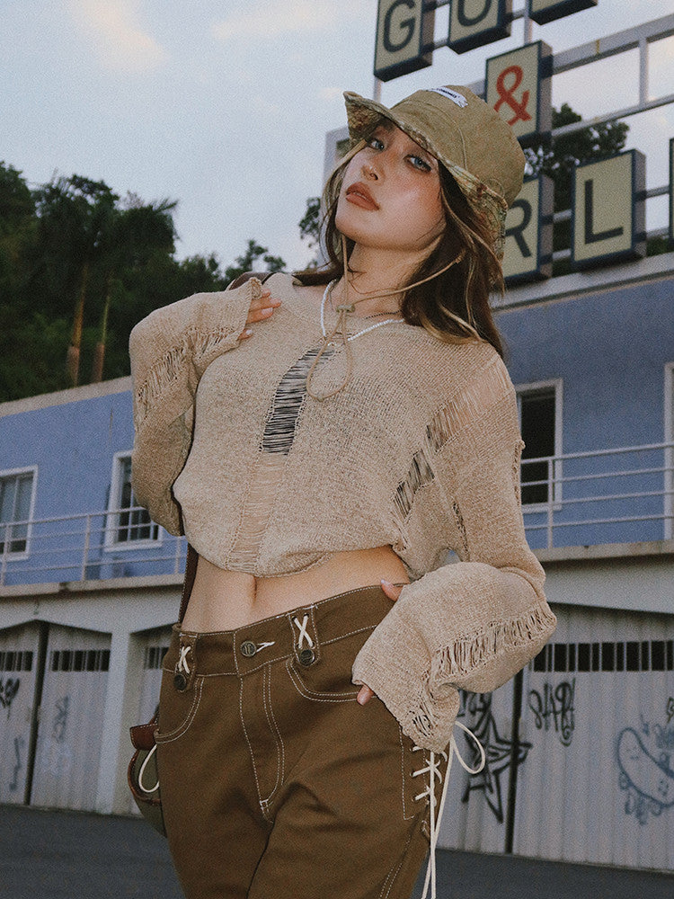 American Vintage Blouse Women's Long Sleeved Hollow Top
