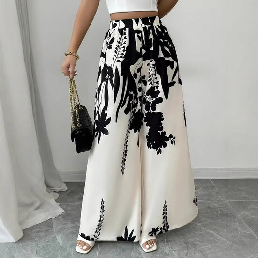 Fashion Printing Lace-up Waist-controlled Slimming Women's Casual Pants