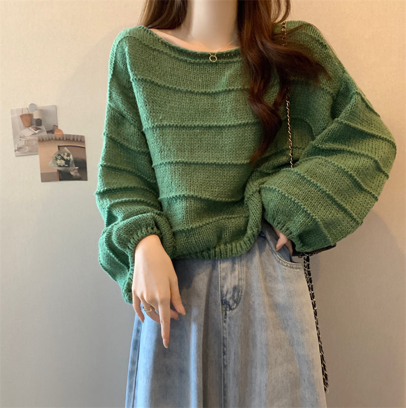 Retro Laid-back Knit Sweater Loose Fit
