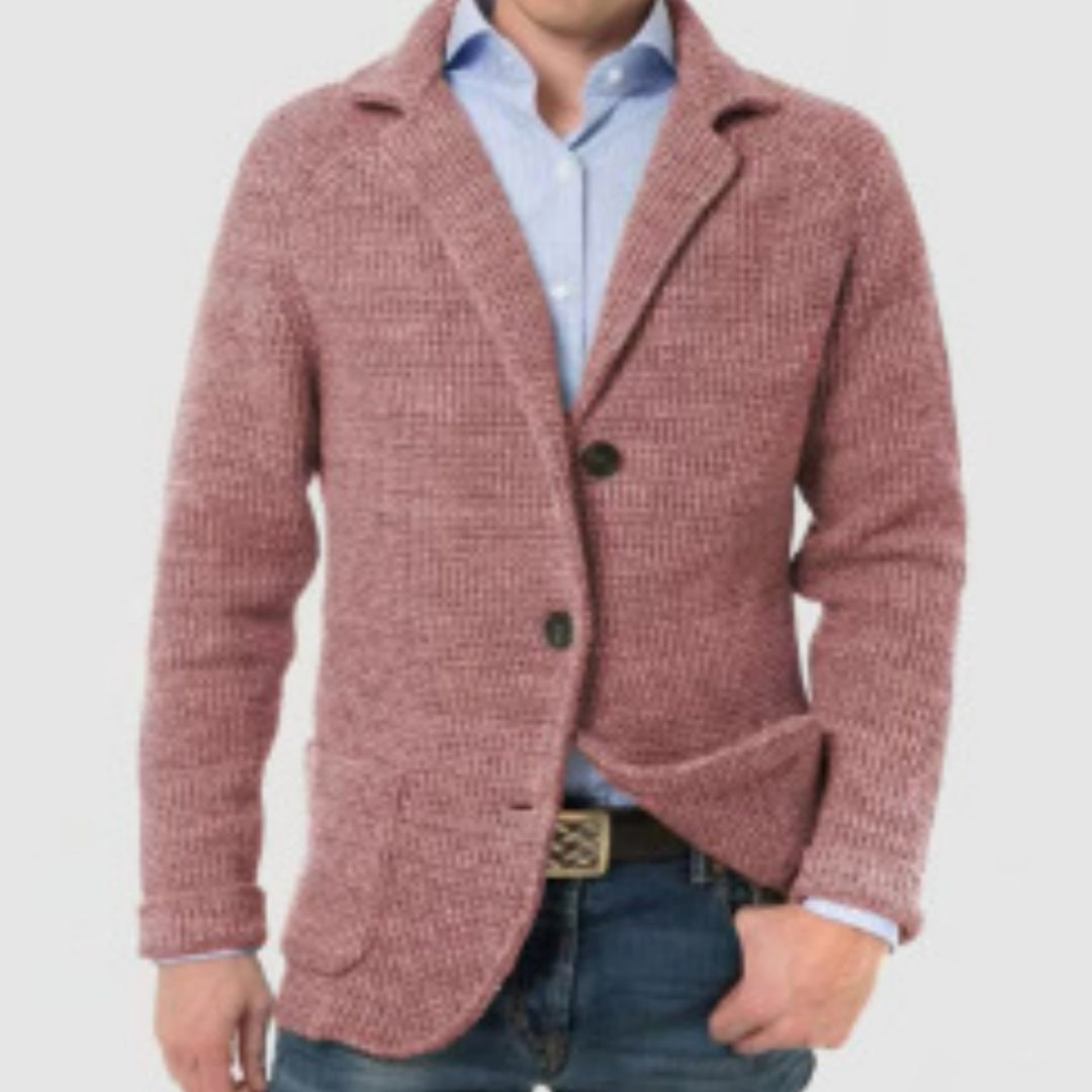 Men's Casual Long-sleeved Solid Color Knitted Jacket