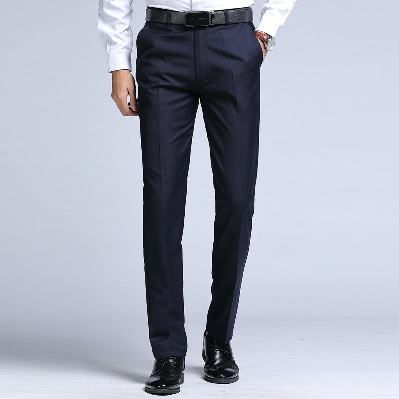 Men's Solid Color Versatile Straight Leg Suit Pants