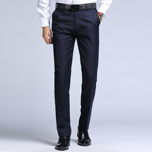 Men's Solid Color Versatile Straight Leg Suit Pants