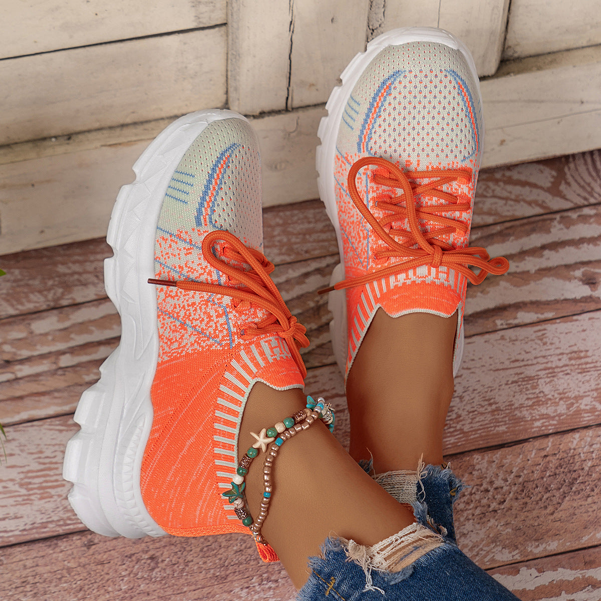 Multi-Color Mesh Sneaker Women's Fashion Shoes