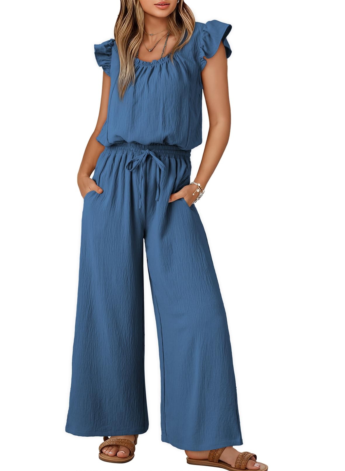Square Collar Sleeveless Camisole Wide Leg Trousers