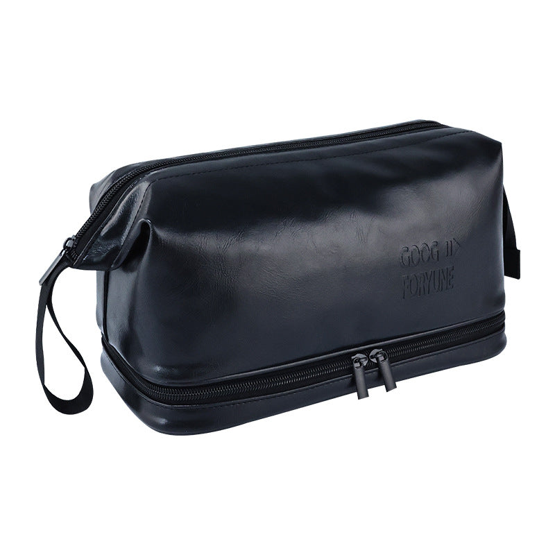 PU Men's Toiletry Bag British Style Good-looking Double Layer Large Capacity