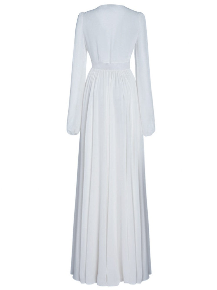 French Court Retro Style Slim White Dress
