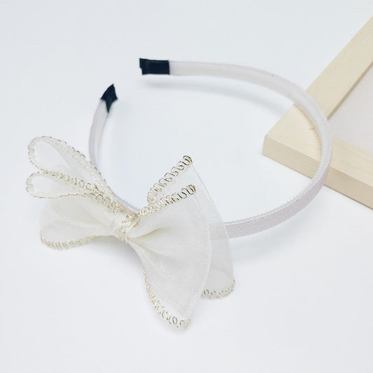 New Children's Mesh Gold Edge Bow Headband