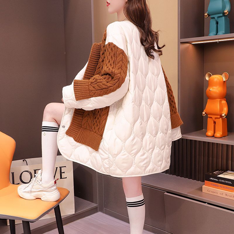 Women's Patchwork Sweater Cardigan Mid-length