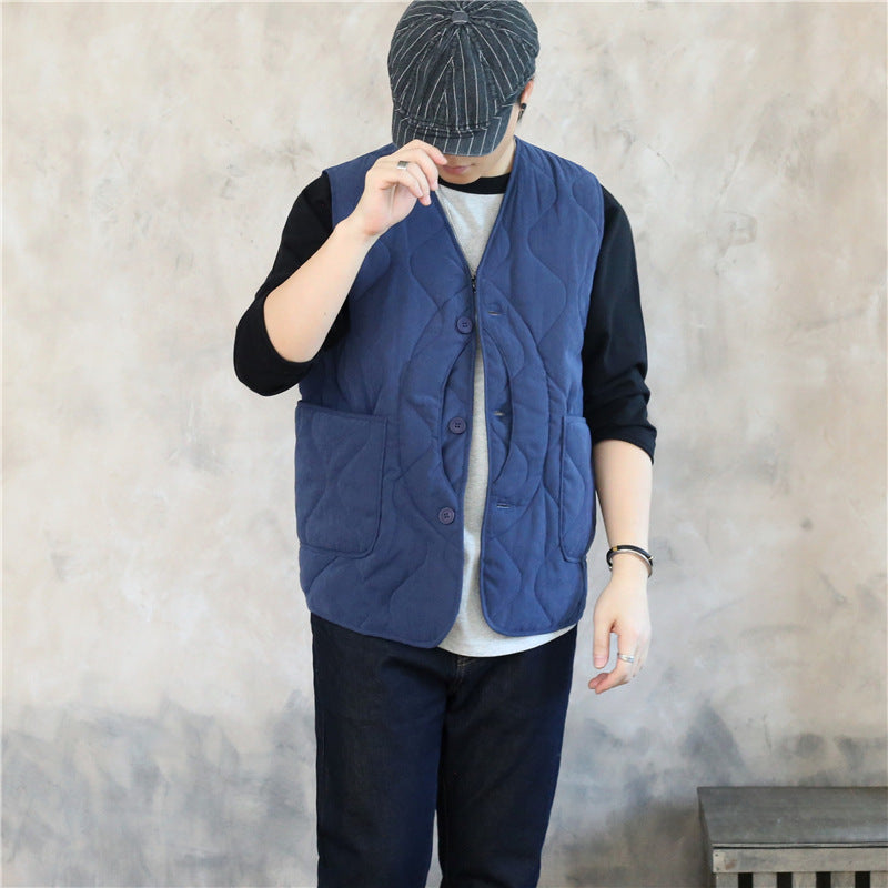 Winter Collarless Quilted Cotton-padded Jacket Vest Quilted
