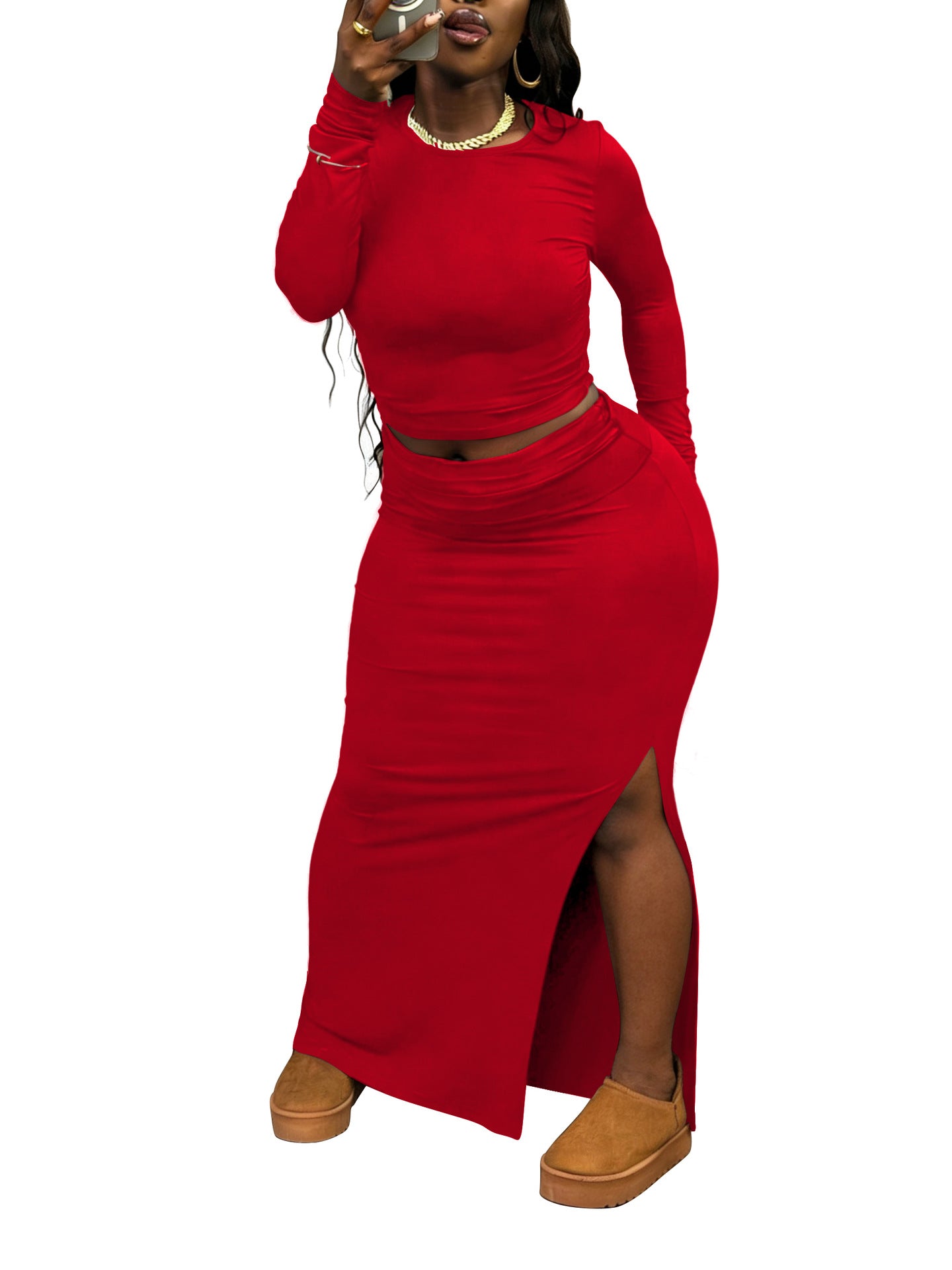 Solid-color Chic Casual Two-piece Set