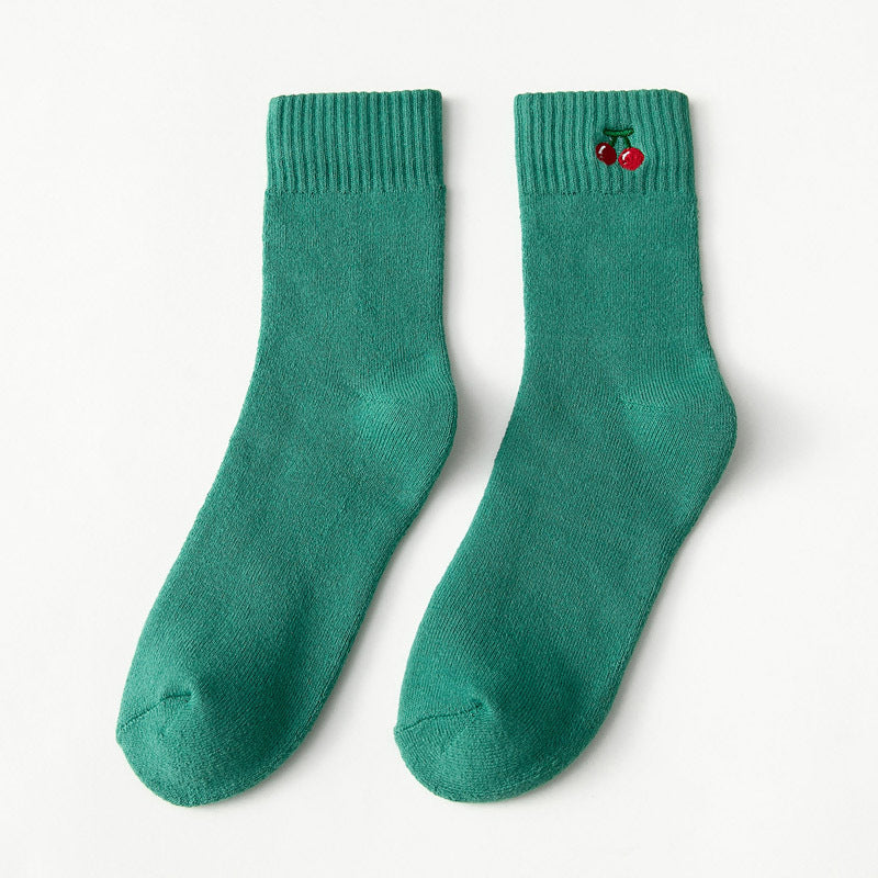 Female Female Middle Tube Cartoon Extra Thick Warm-keeping Socks
