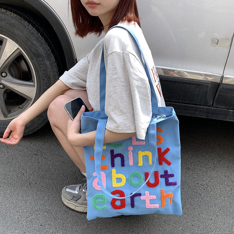 Letter Large Capacity Versatile Canvas Bag For Women