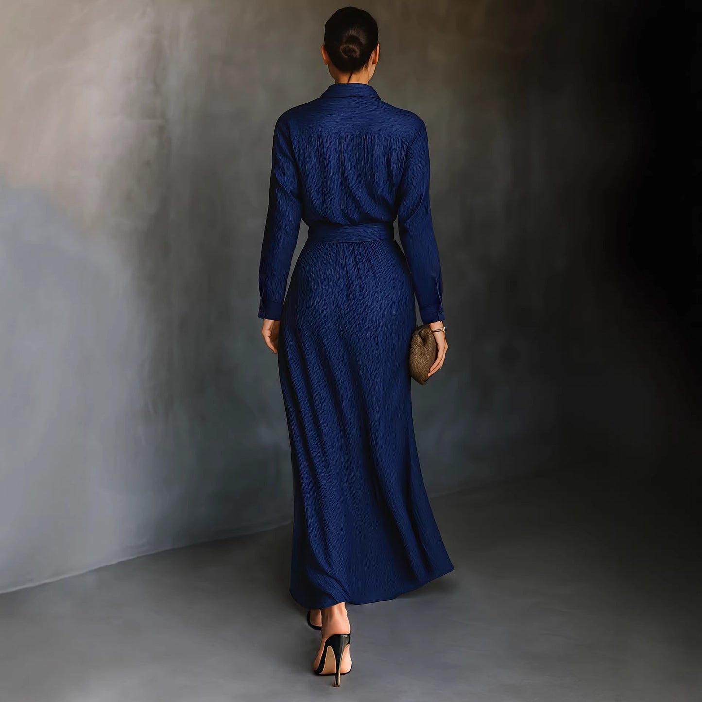 Elegant Commuter-Style Drapey Shirt And High-Waisted Pleated Skirt Set