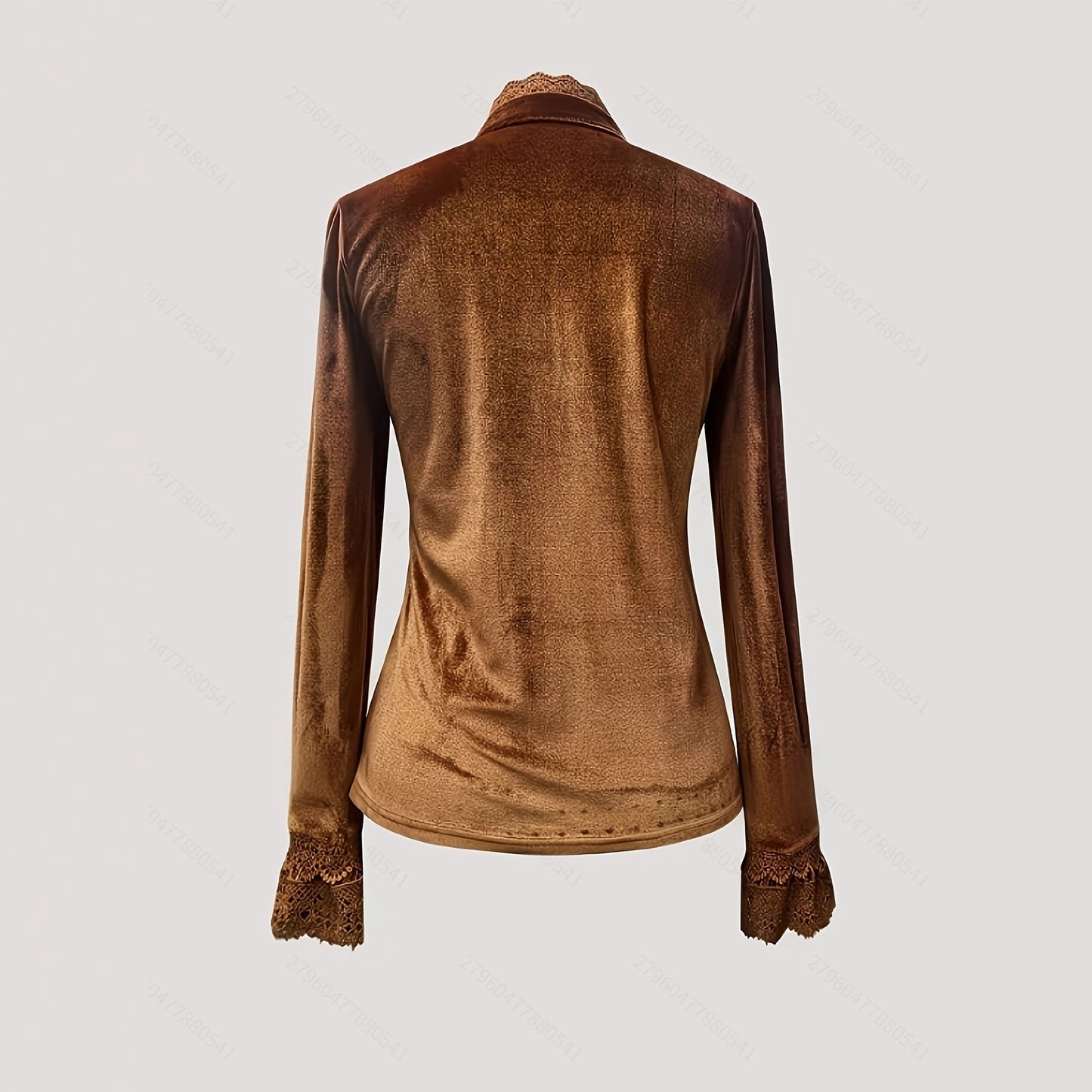 Womens New AutumnWinter Retro Lace-Patchwork Shirt