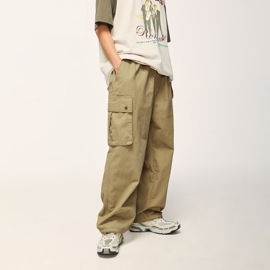 Men's Twill Wide Leg Loose Large Workwear With Pocket Paratrooper Pants