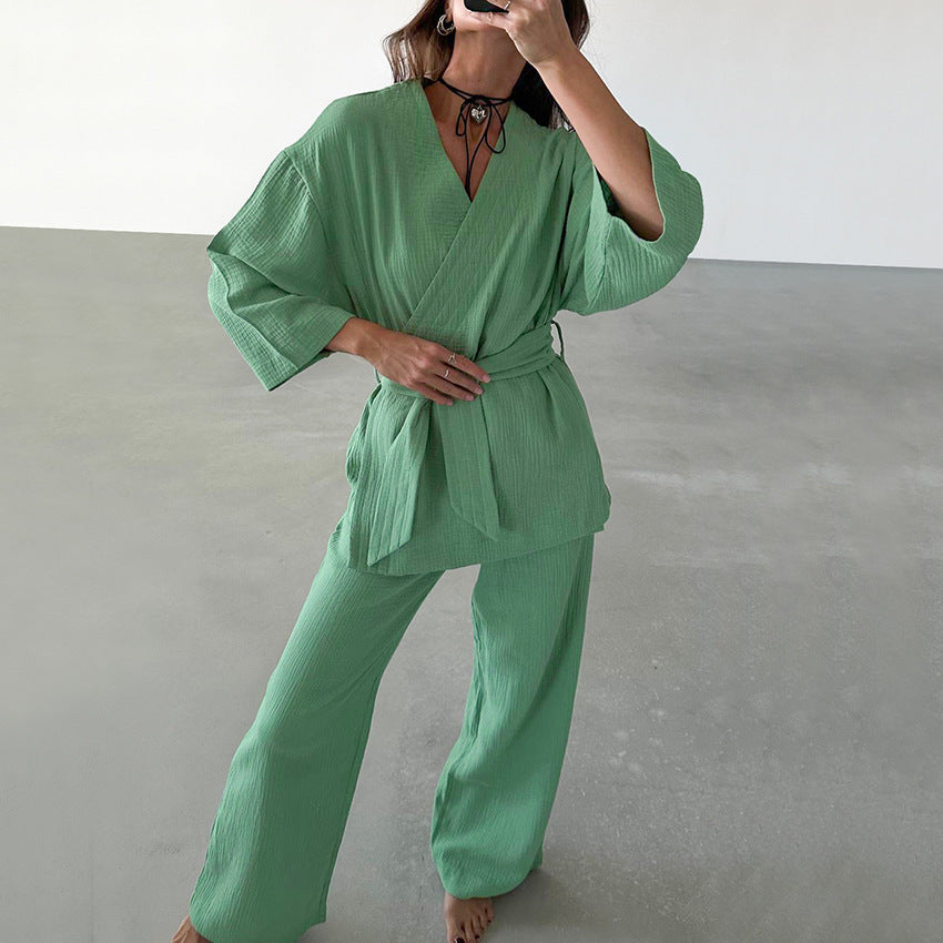 Pure Cotton Blue Cardigan-laced Nightgown