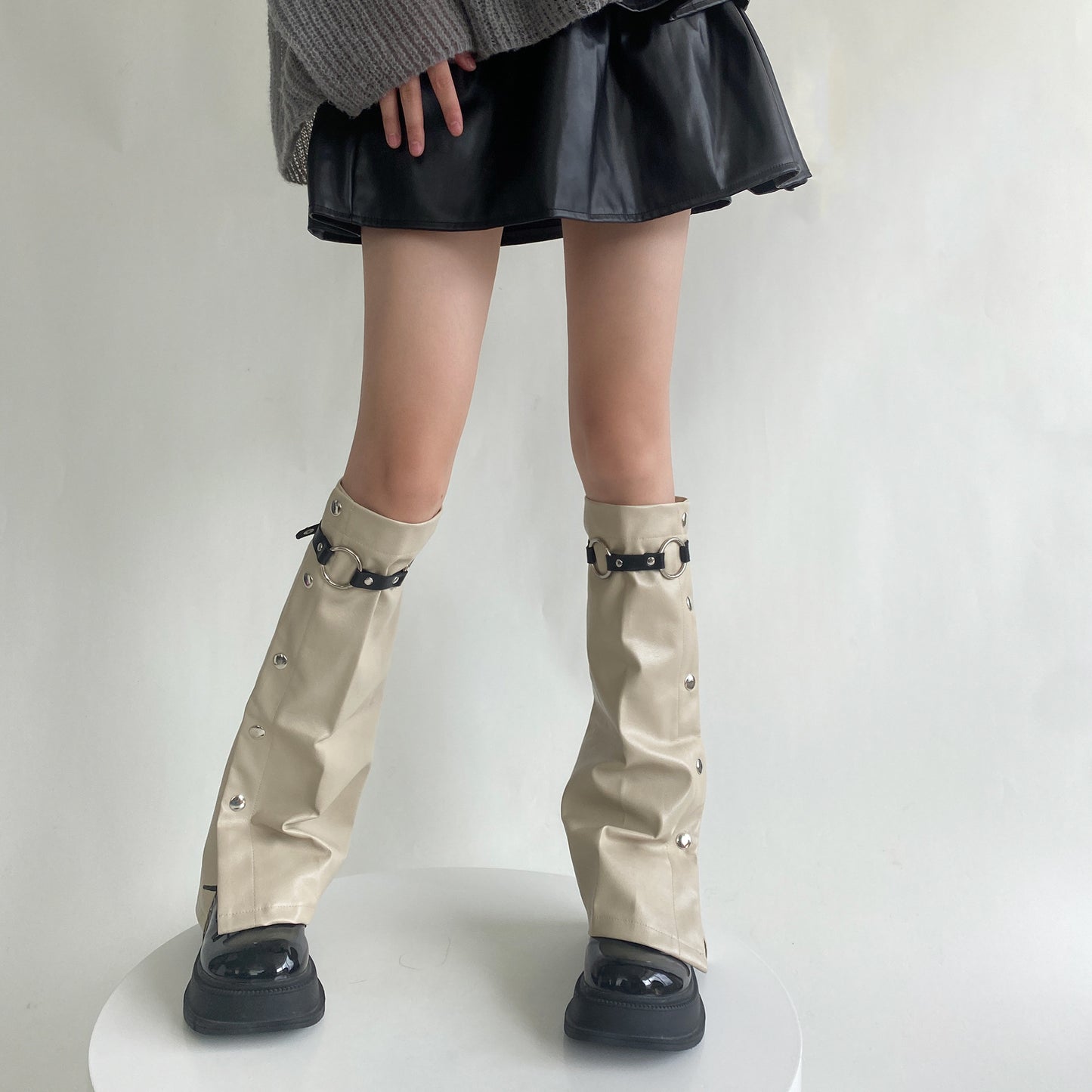 Millennium Sweet Cool Female Autumn And Winter Genuine Leather Leg Warmer