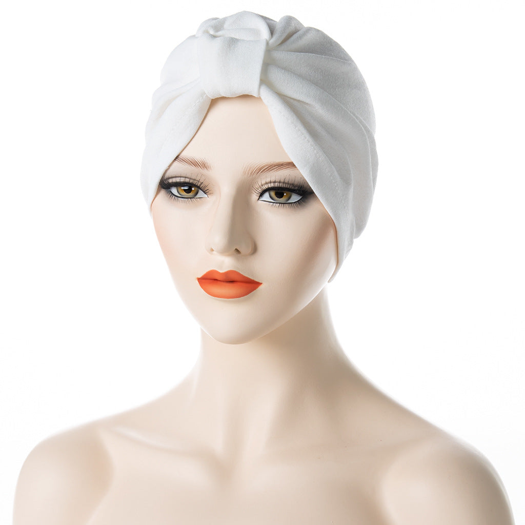 Solid Color Hooded Women's Bottoming Bow Turban