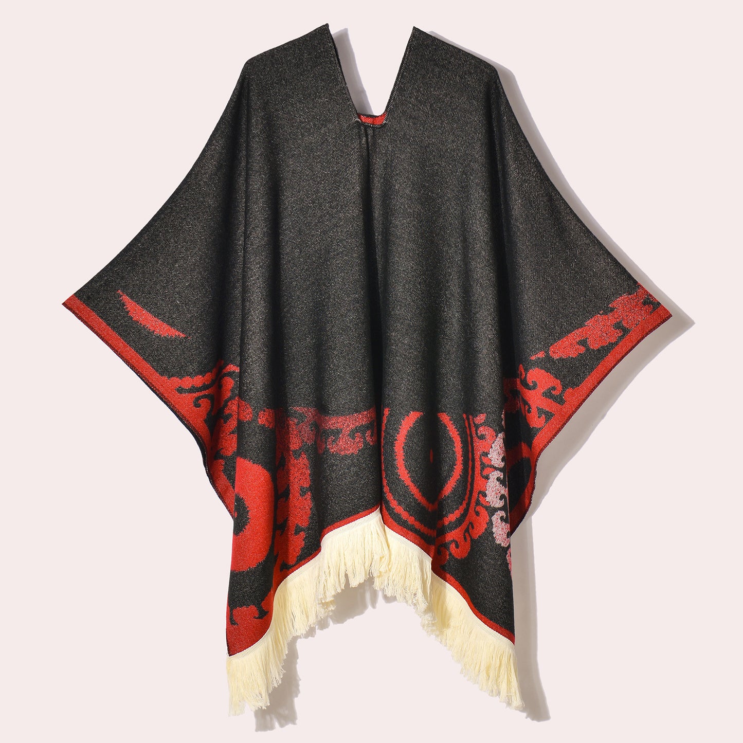 Western Denim Style Men's And Women's Shawl Tassel Pullover Keep Warm Outdoor Large Cloak